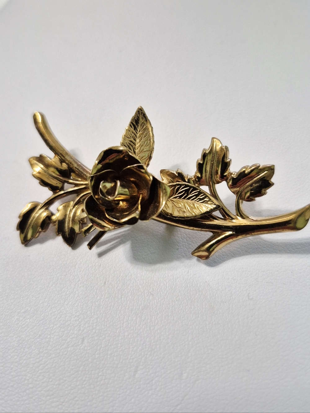 Coro Gold-Tone Rose Branch Brooch